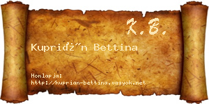 Kuprián Bettina névjegykártya